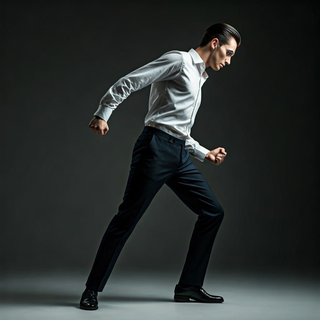 Elegant Gentleman Dancing, Studio Portrait