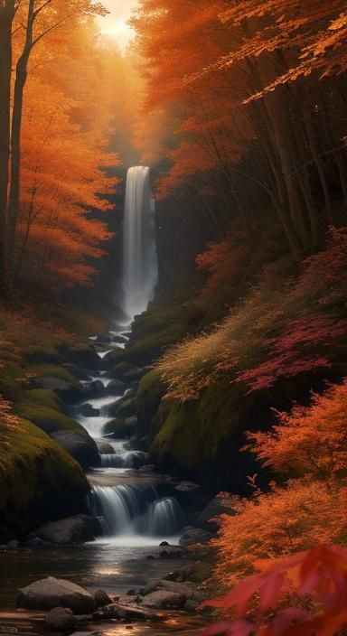 Freckled Girl Portrait in Autumn Forest, Hyperrealistic Art