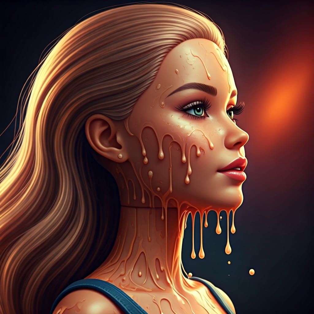 Melting Barbie Doll Hyperrealistic Splash Art