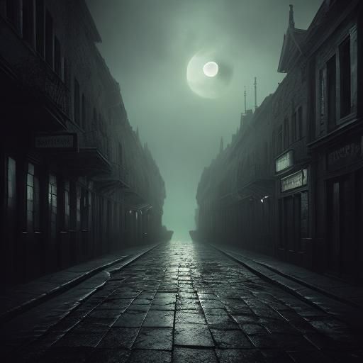 Dark Fantasy Medieval Street at Night