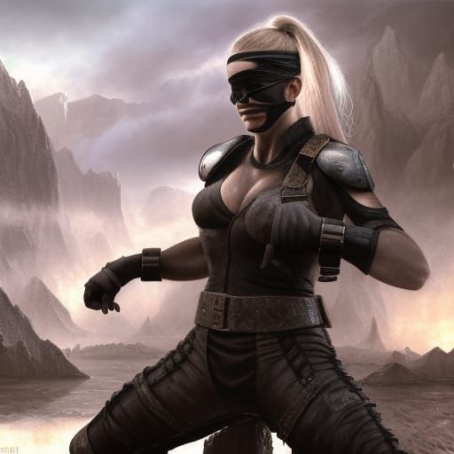 Sonya Blade Hyperreal Oil Painting in Volumetric Light