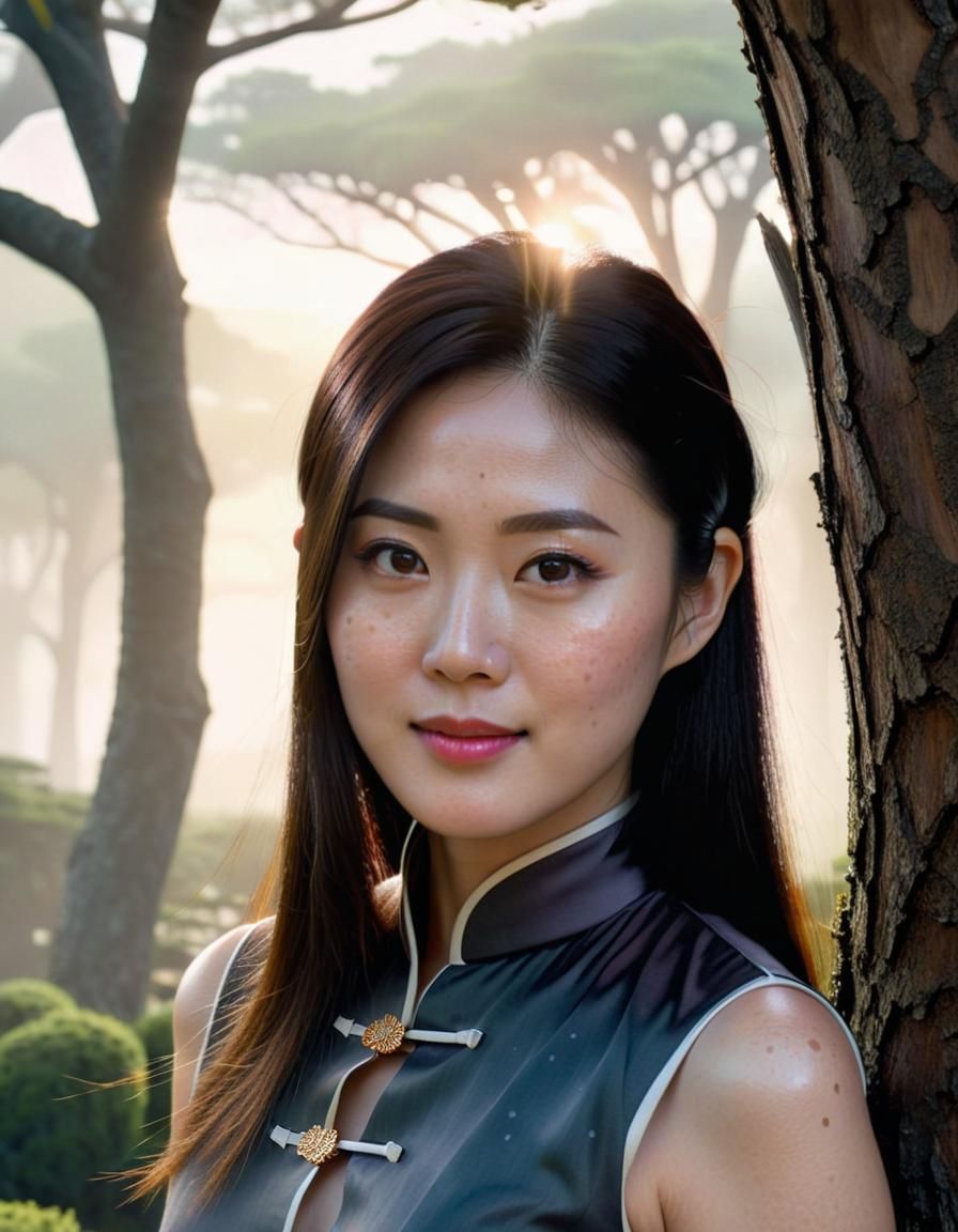 Chiaroscuro Portrait of a Korean Woman in Qipao