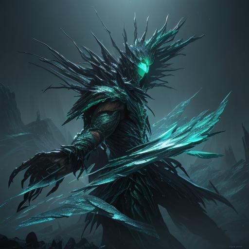 Crystalline Creature in Misty Environment: Digital Art