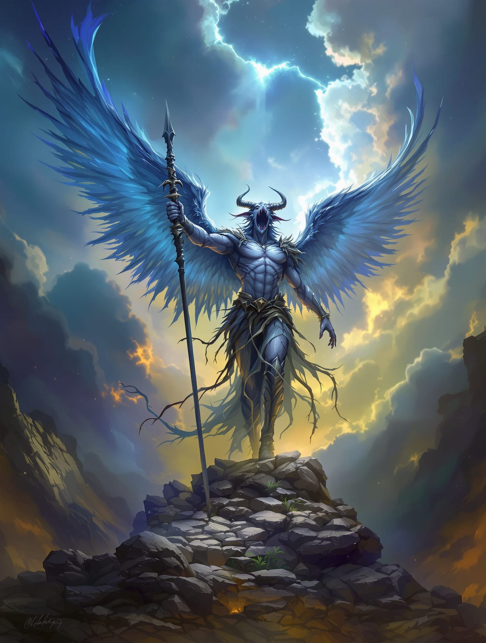 Angelic Demon Warrior Cries to Sky for Holy Ghost