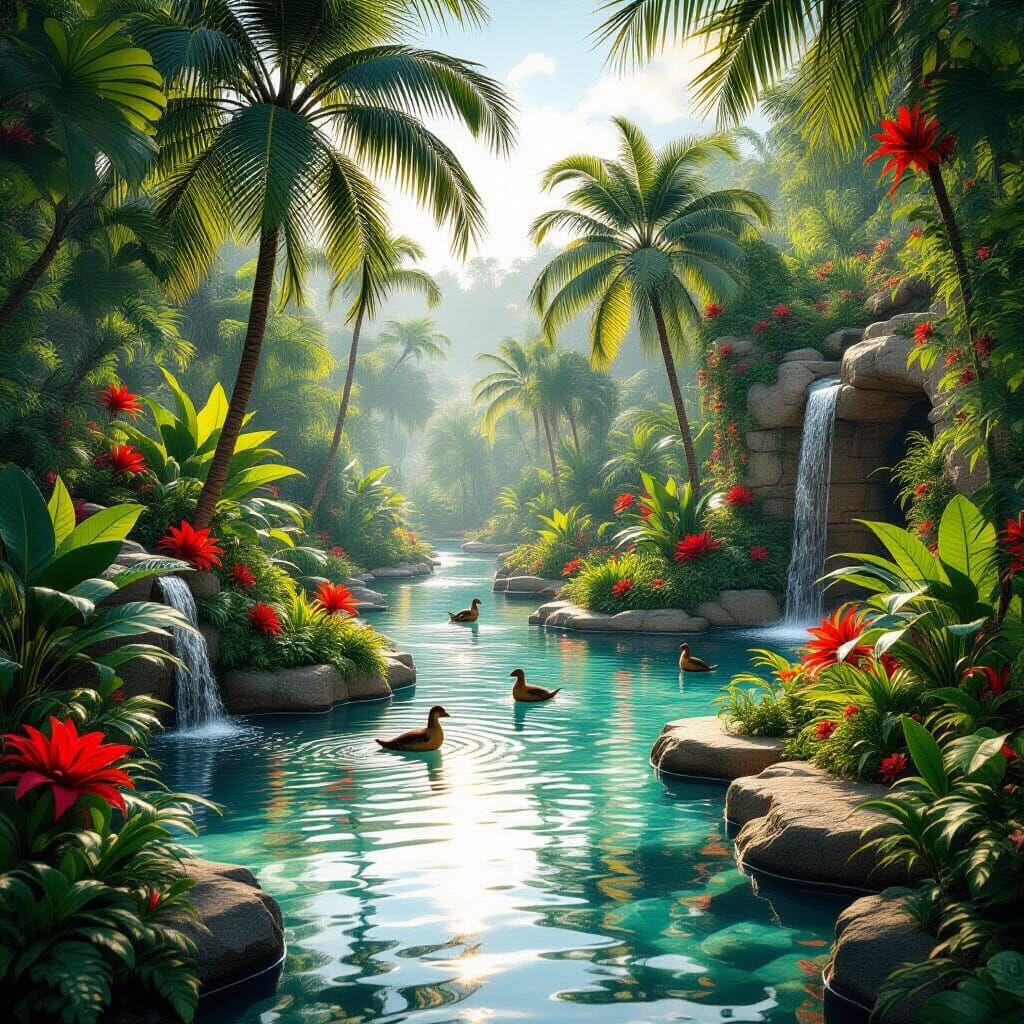 Hyperrealistic 3D Garden of Eden Paradise