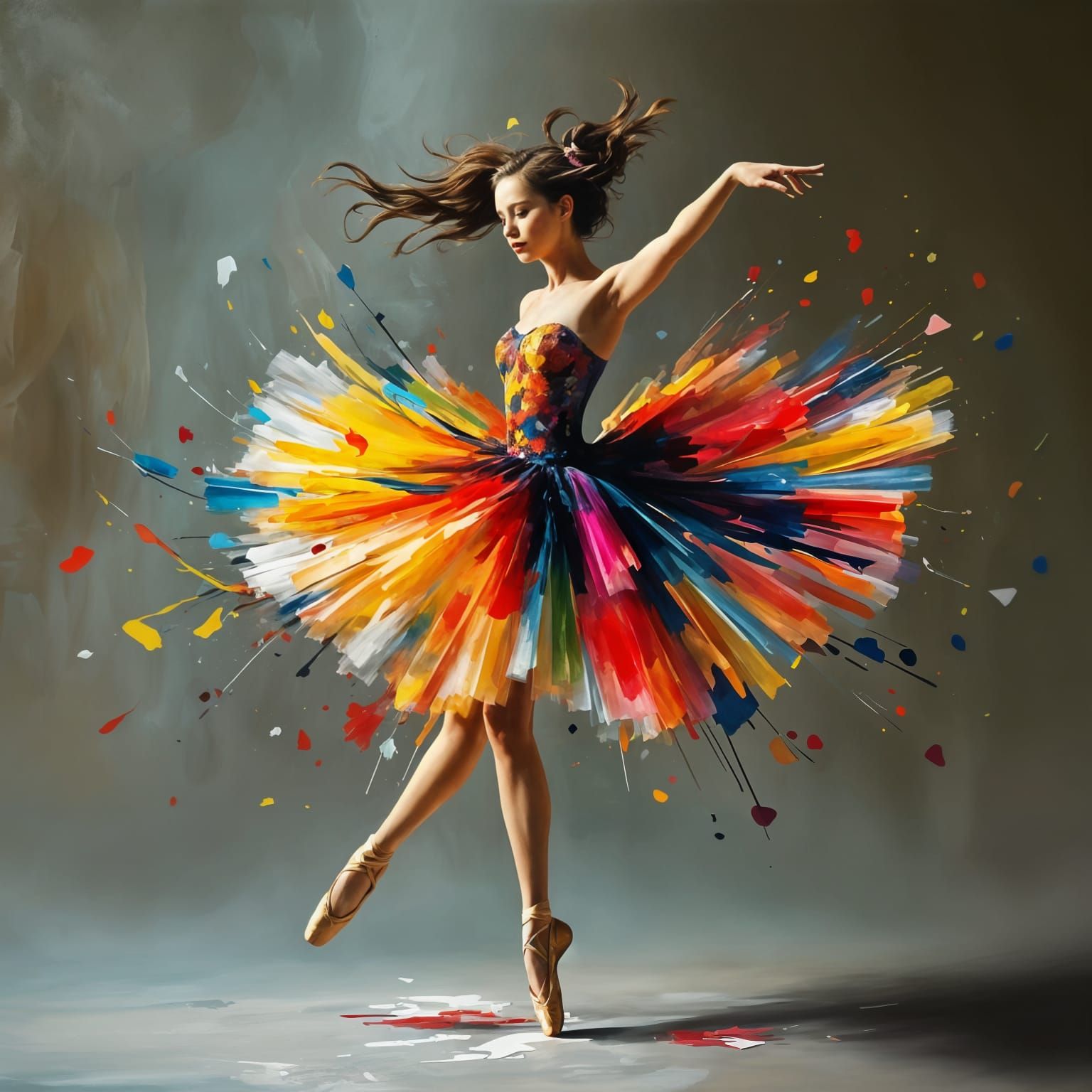 Ballerina in Motion: Abstract Expressionist Digital Art
