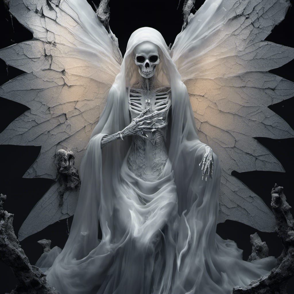 Glass Santa Muerte with Neon Cracks