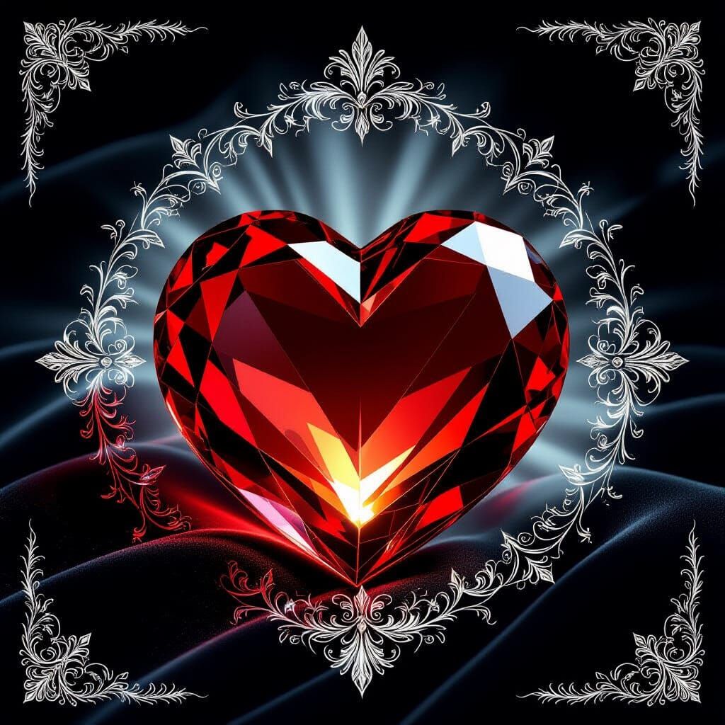 Glowing Red Crystal Heart with Mystical Aura