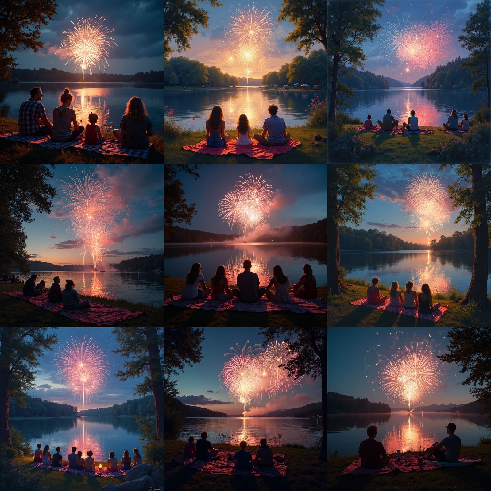 Spectacular 4th of July Fireworks Display Over Lake