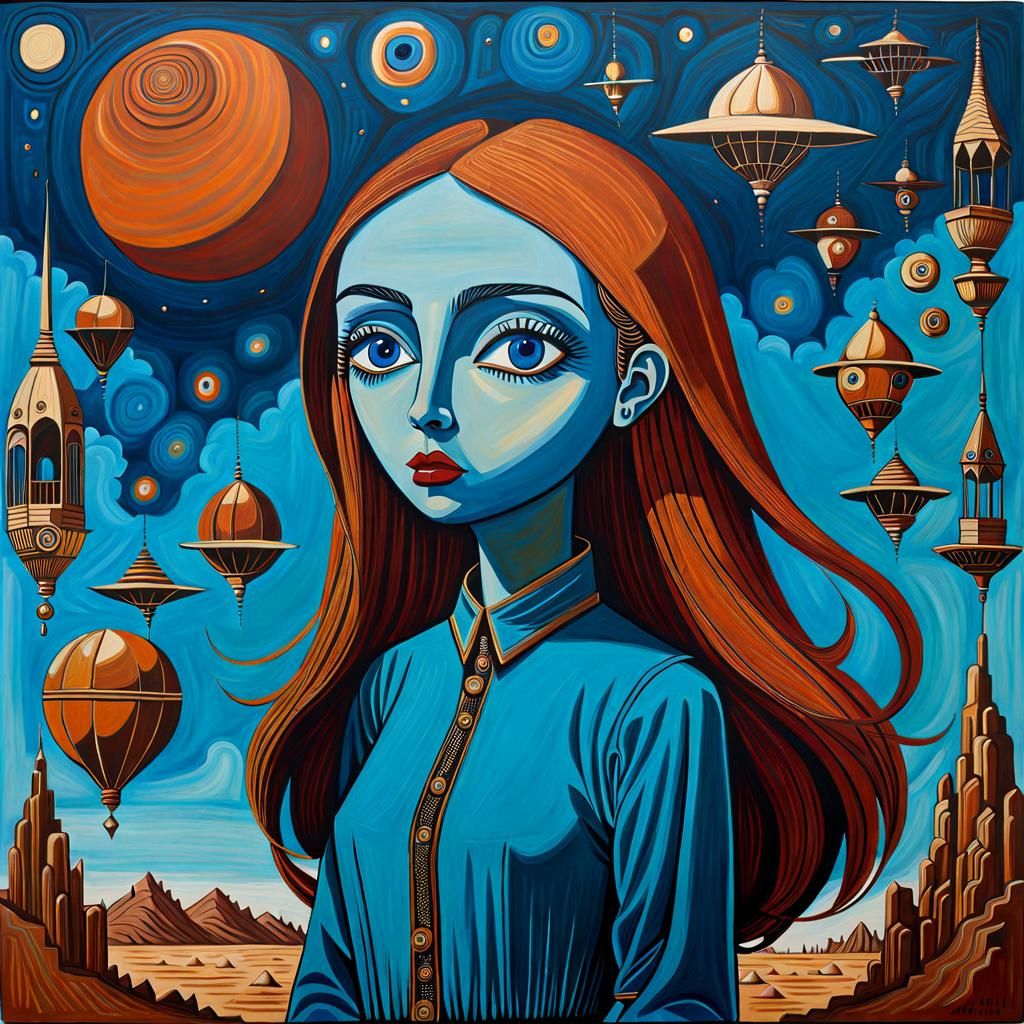 Surreal Exploration: Outsider Art in Cerulean and Sienna