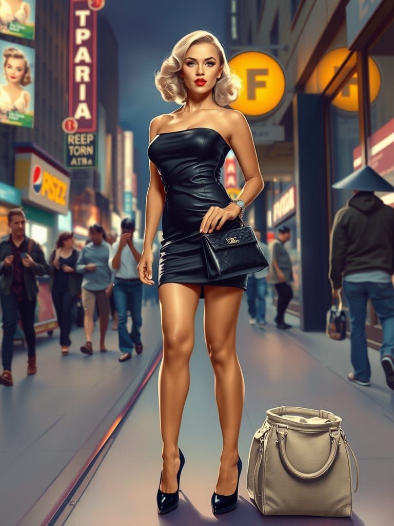 1950s Pin-Up Girl in Hyperrealistic, Ethereal Style