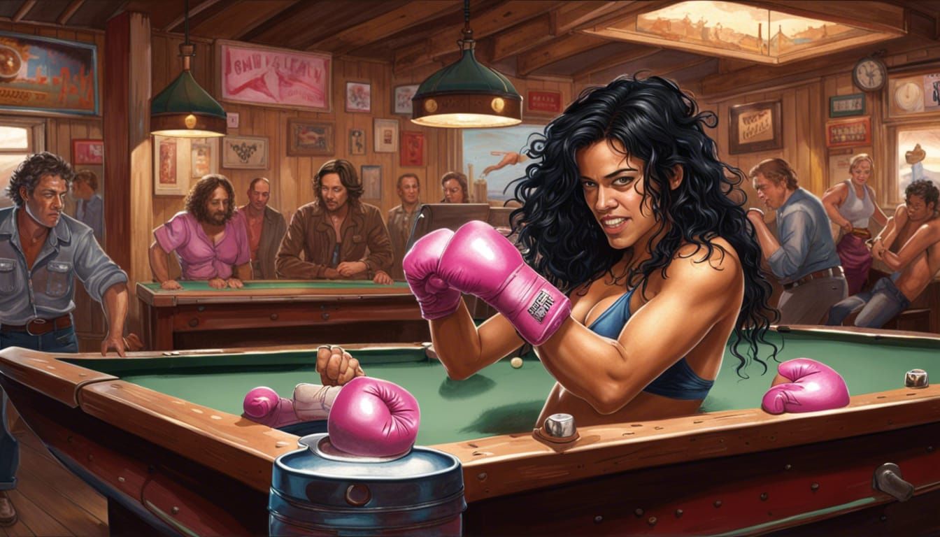 Smiling Boxer in Saloon with Pool Table