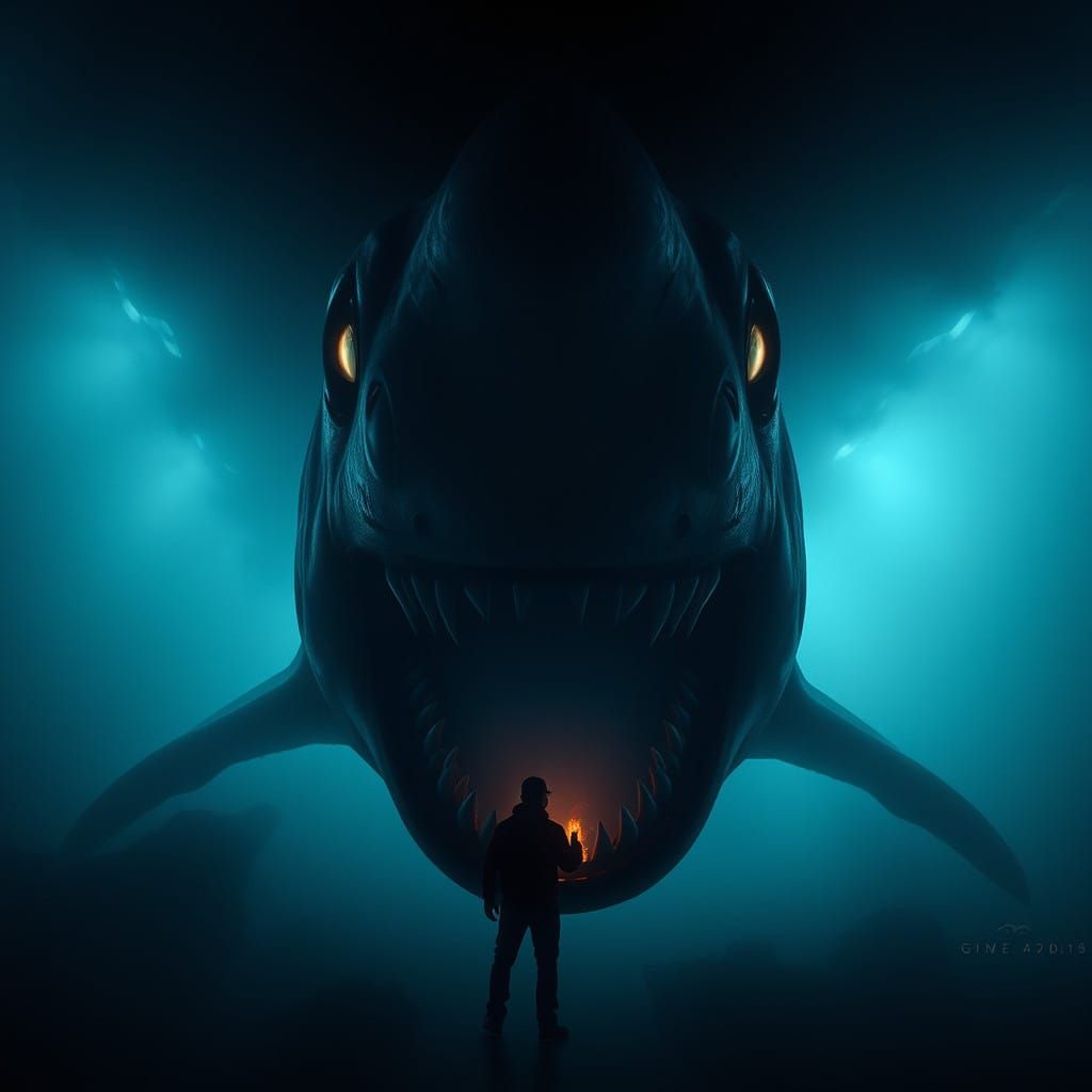 Ethereal Prehistoric Ghostly Figure Emerges from Primordial...