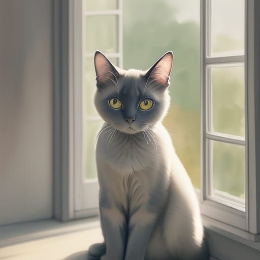 Whimsical Watercolor Siamese Cat Portrait