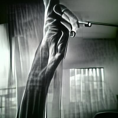 Surreal Long-Armed Man in Film Noir Style