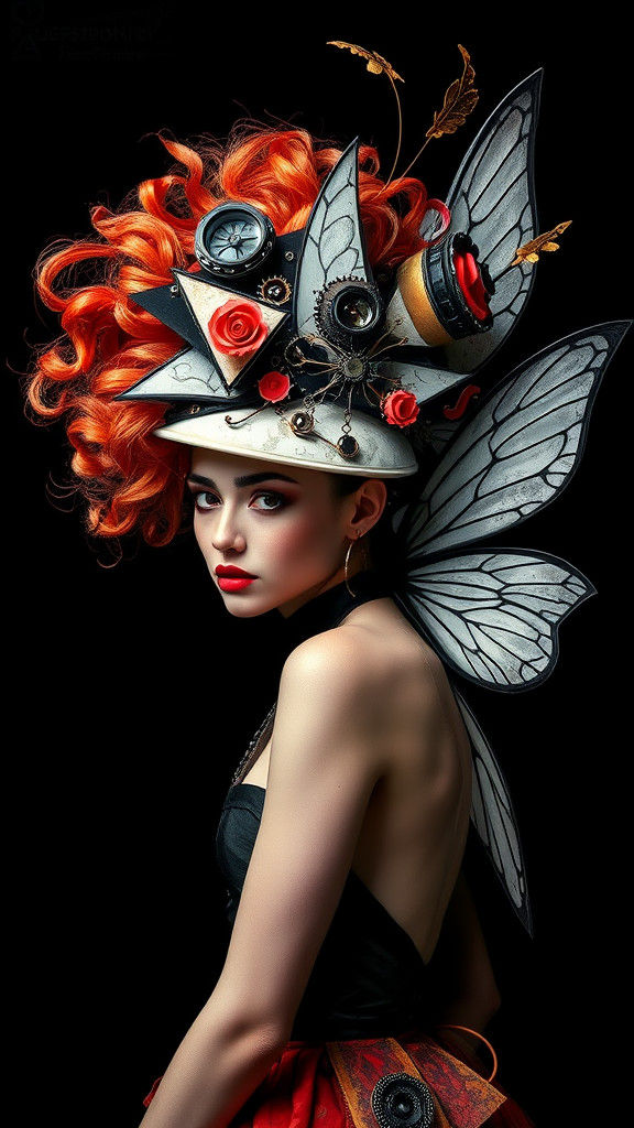 Steampunk Supermodel in Dada Photogram Style