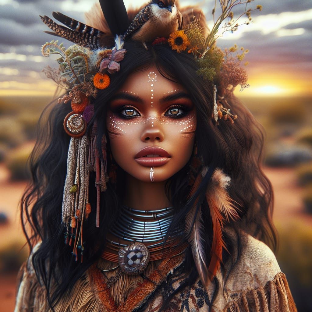 Karajarri Aboriginal Earth Goddess in HDR Digital Art