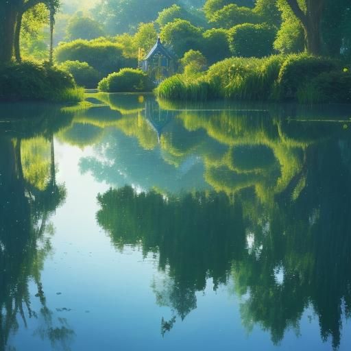Fairy Princess and Mirrored Reflection in Golden Hour