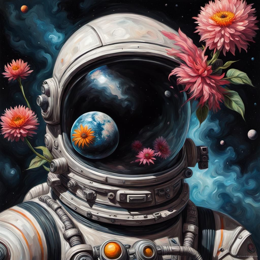 Grotesque Spaceman in Gothic Impressionist Style