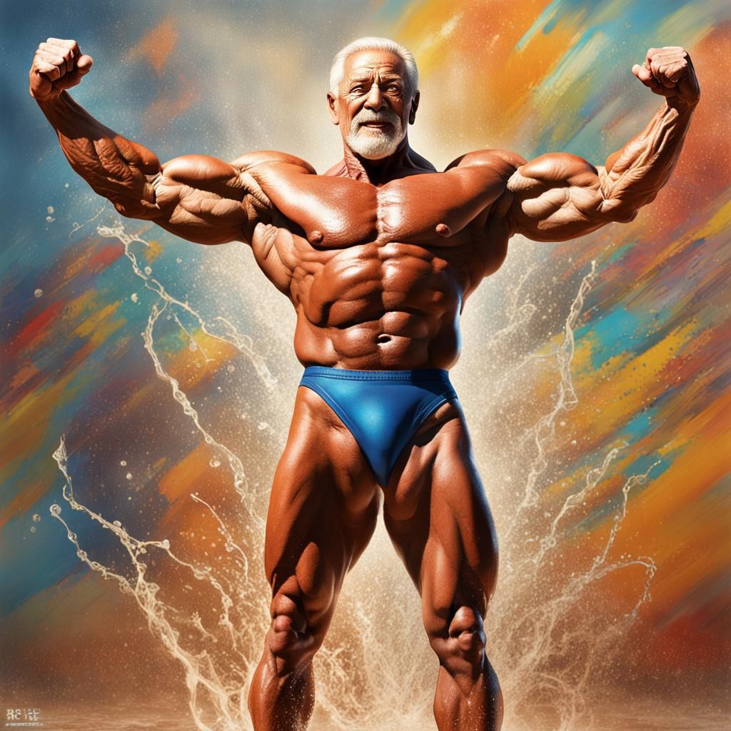 Hyperrealistic Bodybuilder in Splash Art Style