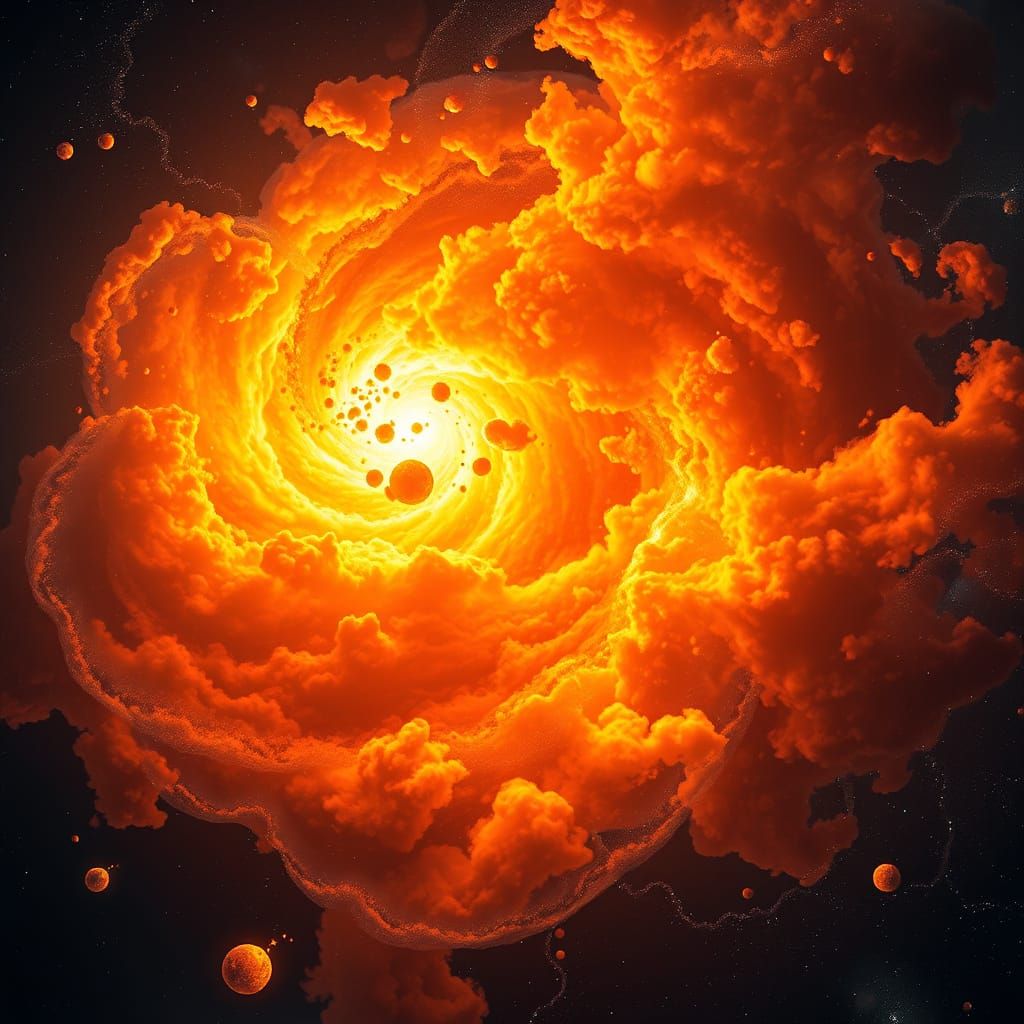 Fiery Galaxy in Futuristic Surreal Style