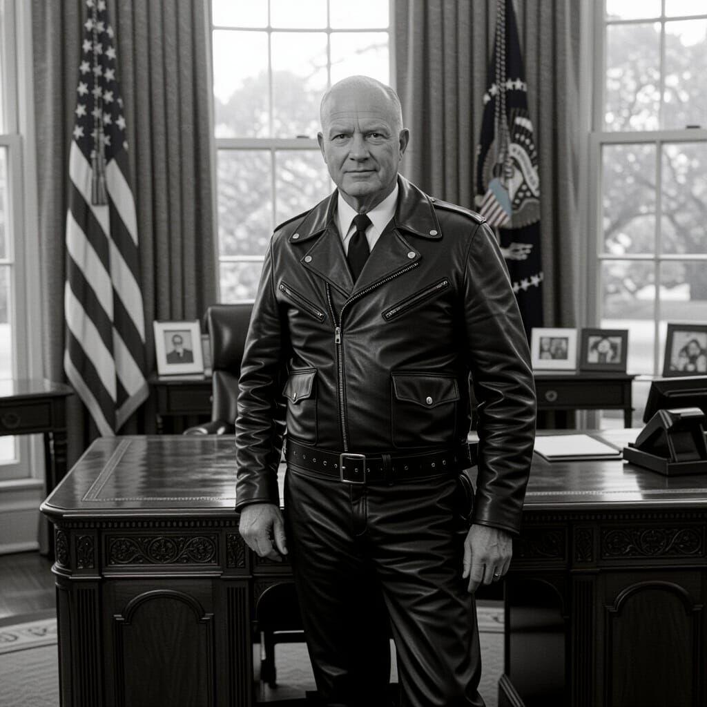President Eisenhower as 'The Fonze' in Biker Outfit