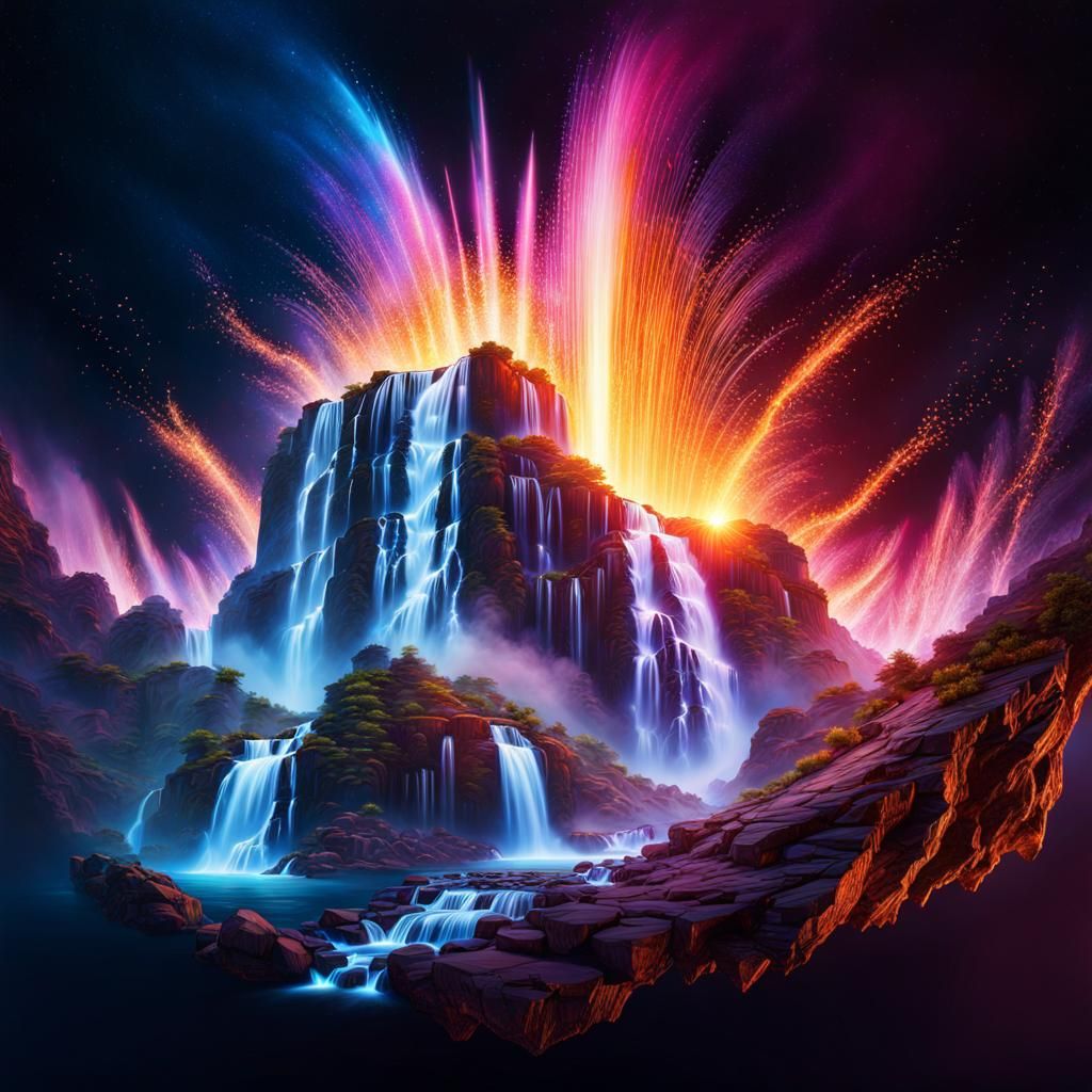 Burning Waterfall: A Holographic Cosmic Illustration