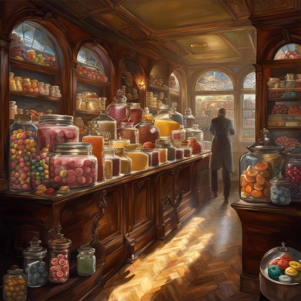 Old-Fashioned Sweet Shop in Hyperrealistic 3D