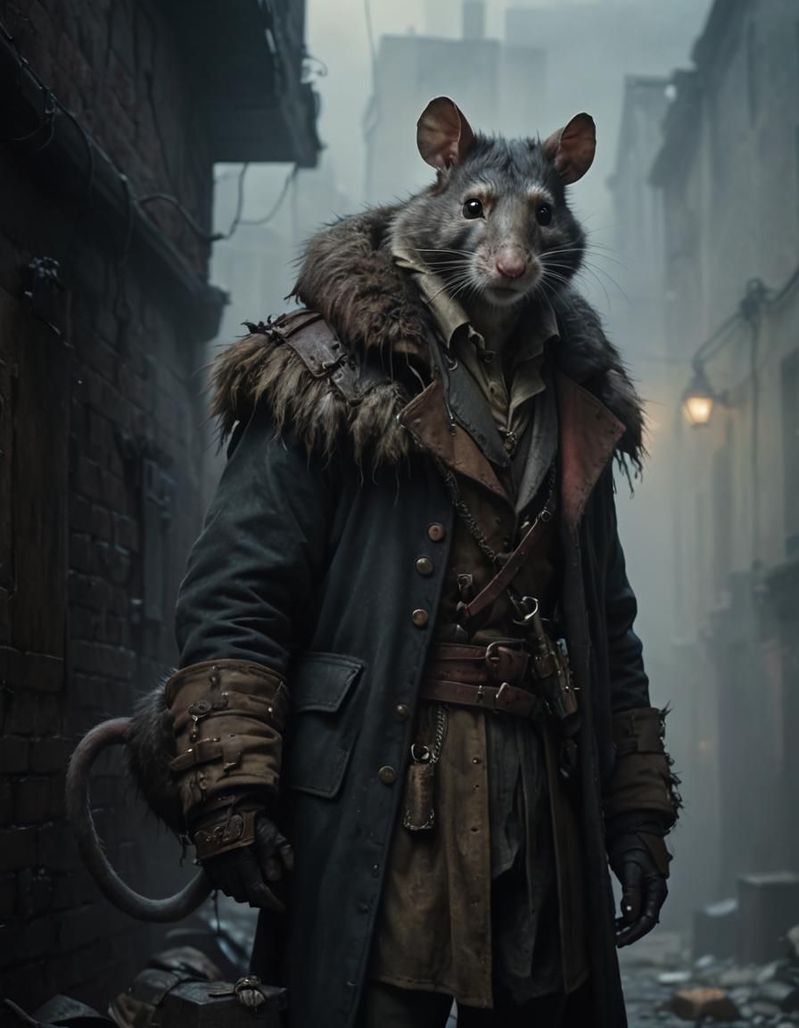 Ratfolk in Fantasy Alleyway, Digital Matte Painting