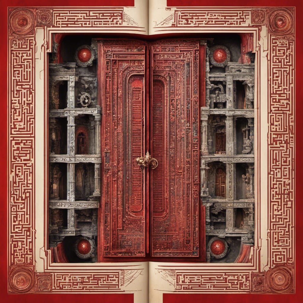Red Labyrinthine Door: Codex Seraphinianus Style