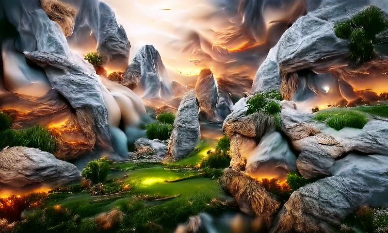 Surreal Fantasy Landscape with Floating Islands