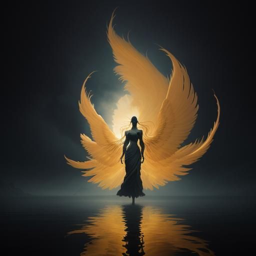 Mystical Figure at Dreamlike Lake in Surrealist Oil Painting