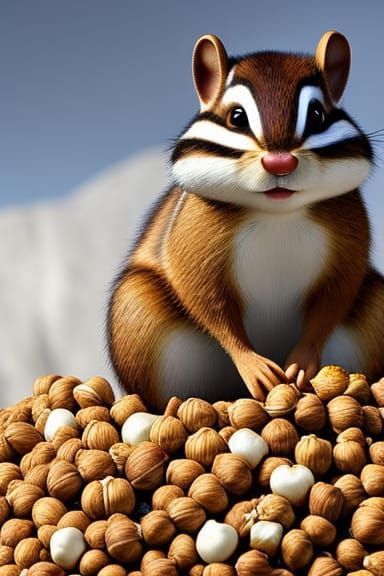 Chipmunk on Hazelnut Mountain: 3D Rendered Art
