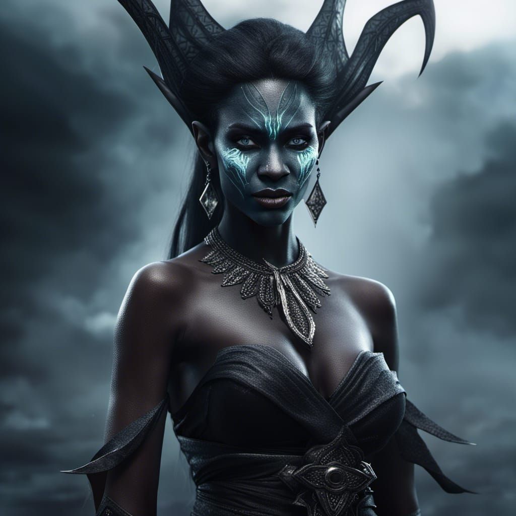 Dark Elf Sorceress Casting Ice Spell in 8K