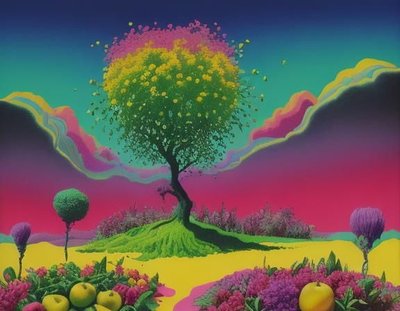 (masterpiece), ((surreal orchard)), ((fruit trees with fruit...