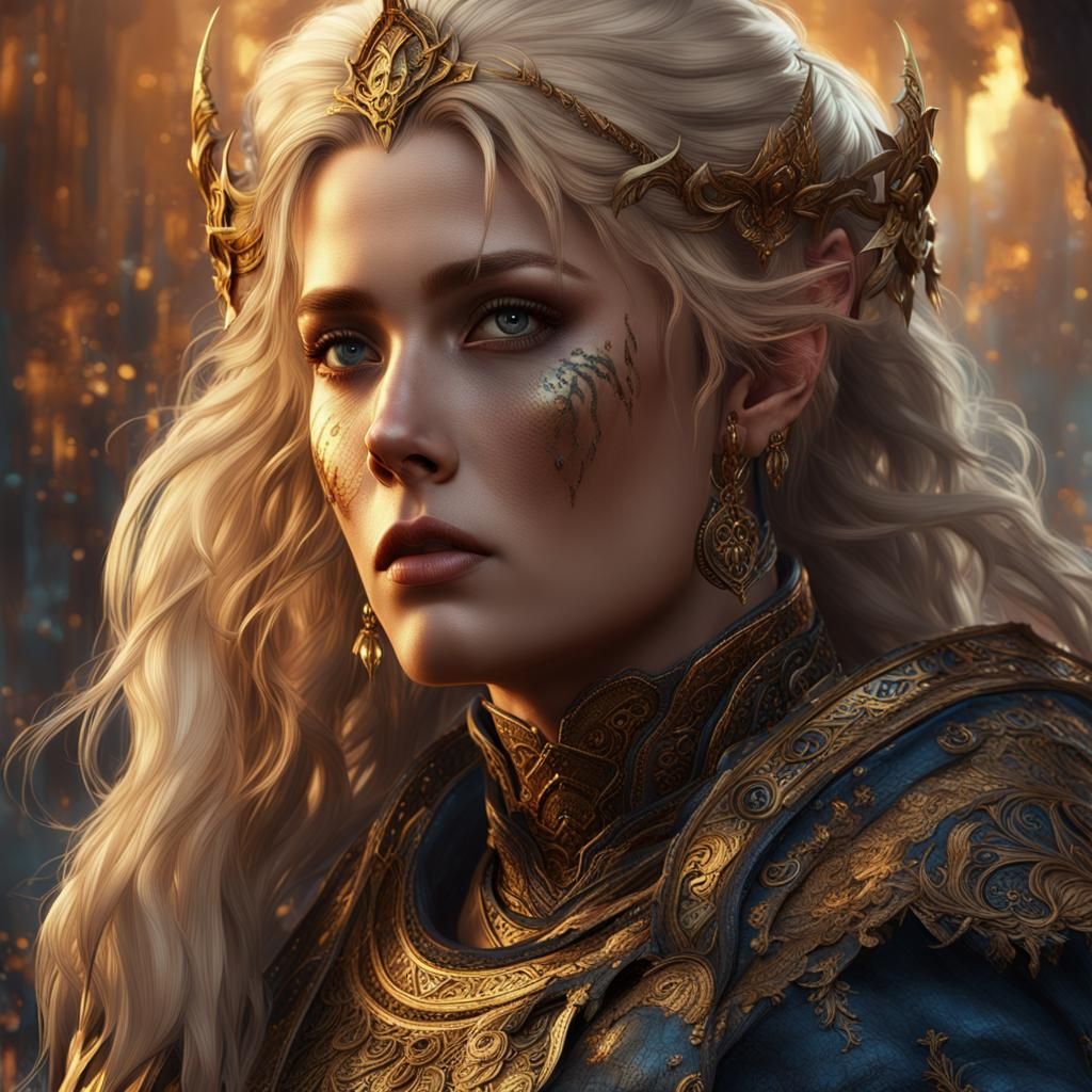 Blonde Woman with Black Eyes: Fantasy Concept Art