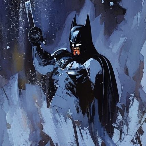 Batman emerging from the shadows