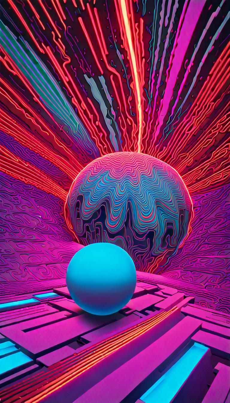 Neon Sphere Inversion: 3D Psychedelic Poster Art