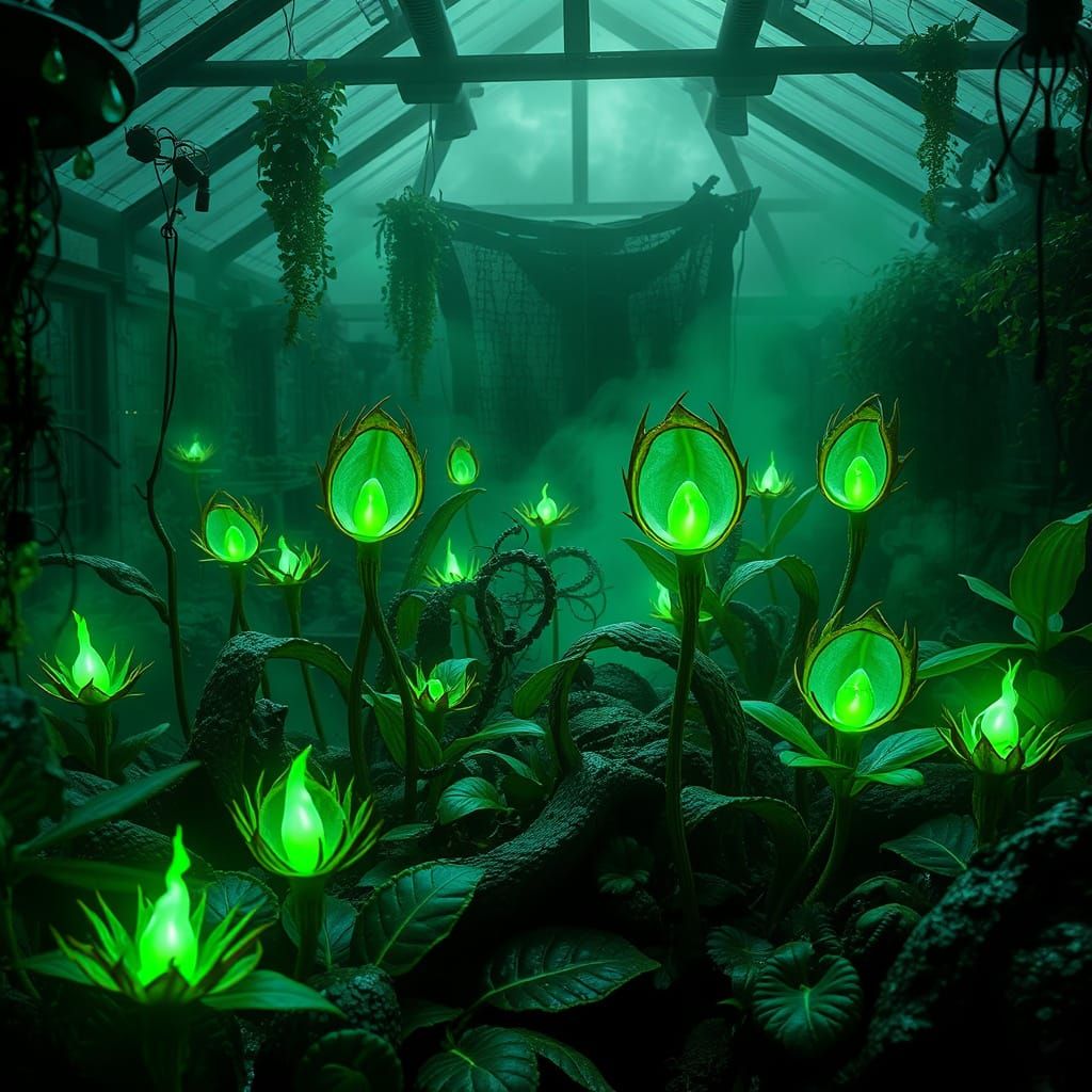 Mystical Venus Flytrap Garden in Smoky Greenhouse