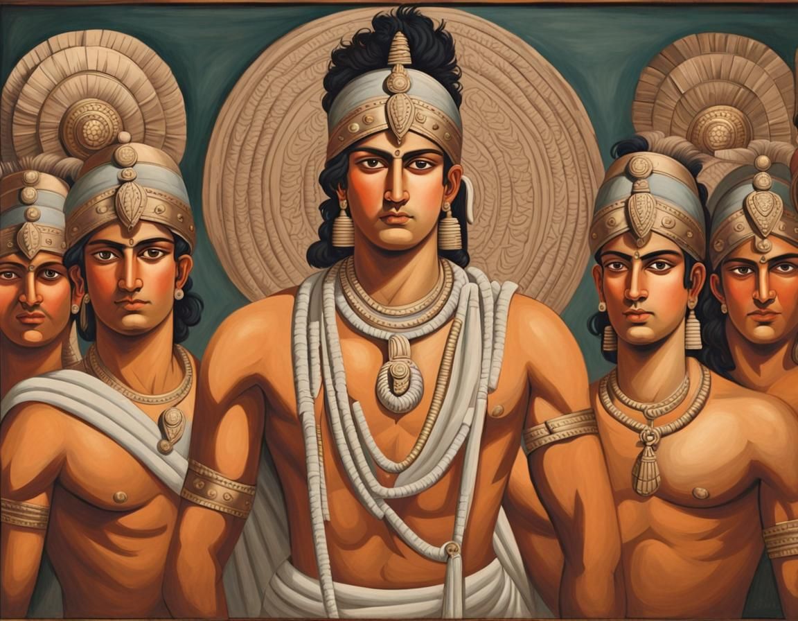 Bengal School Painting of the Emperor Ashoka and His Warrior...