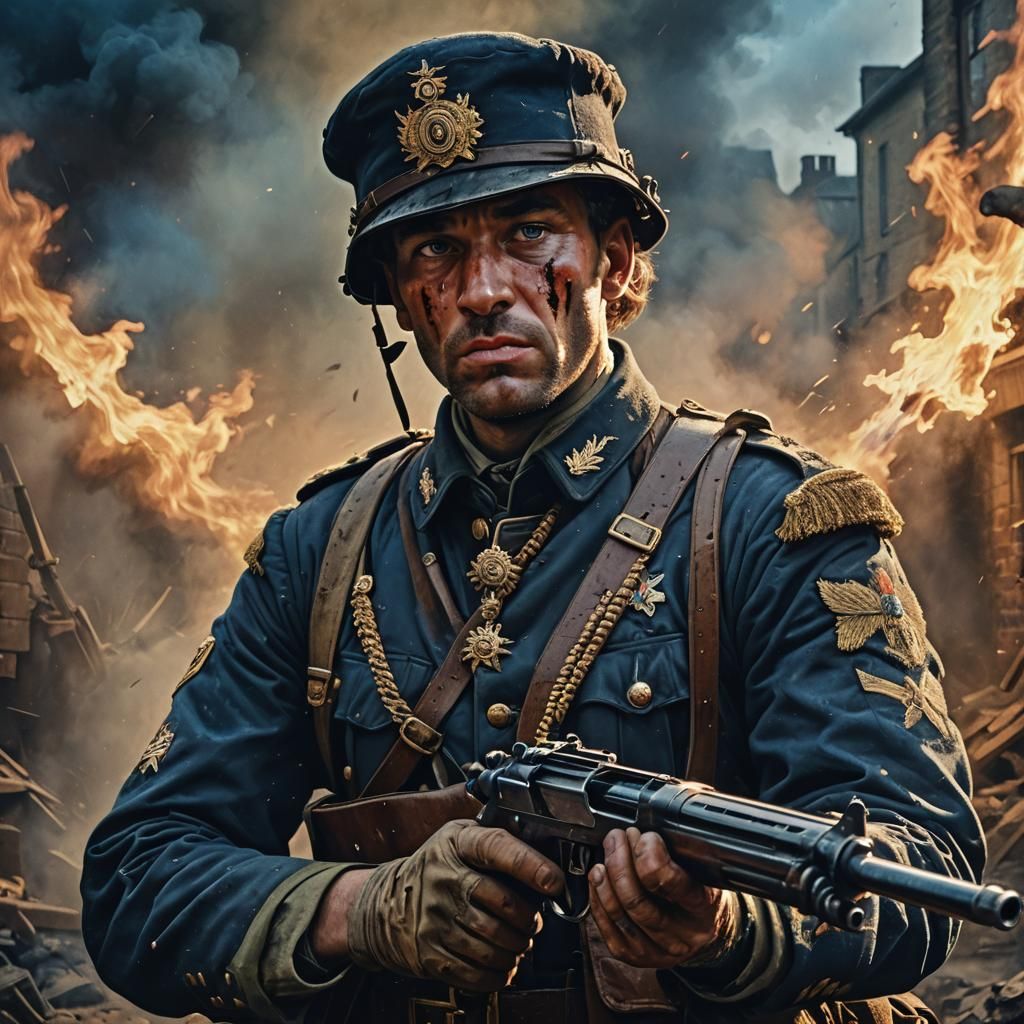 Hyperrealistic War Art: Man in Uniform, Sheffield