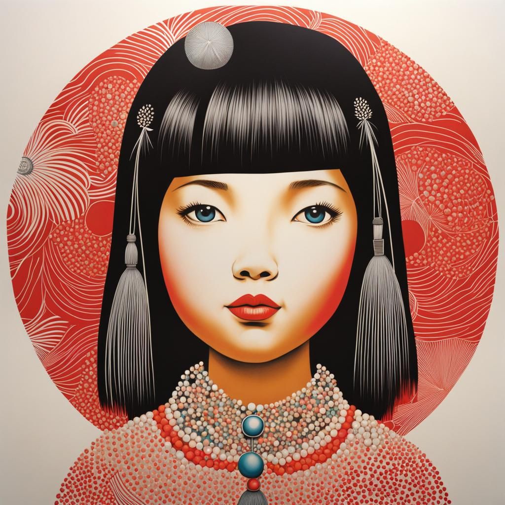 Whimsical Storybook Portrait in Street Art Style