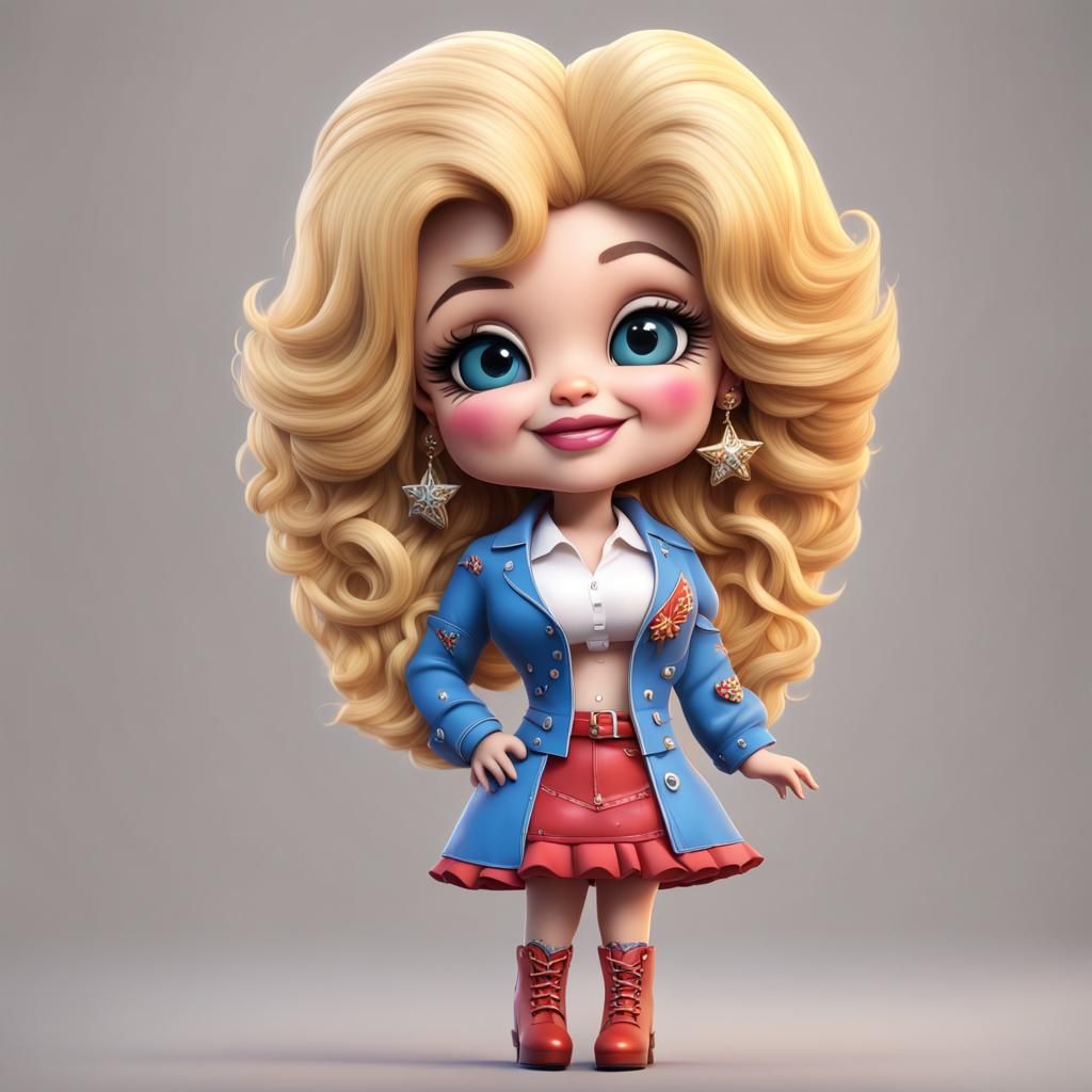 Hyperrealistic Chibi Dolly Parton: Detailed Fantasy Art