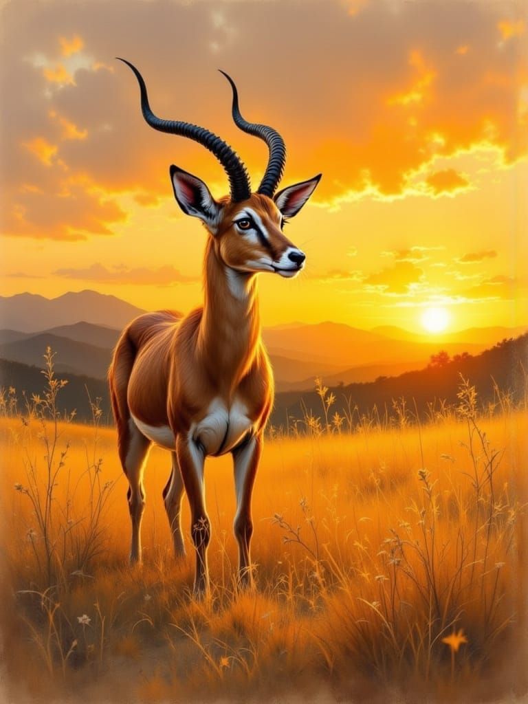 Majestic Gazelle Illuminated by Sunset