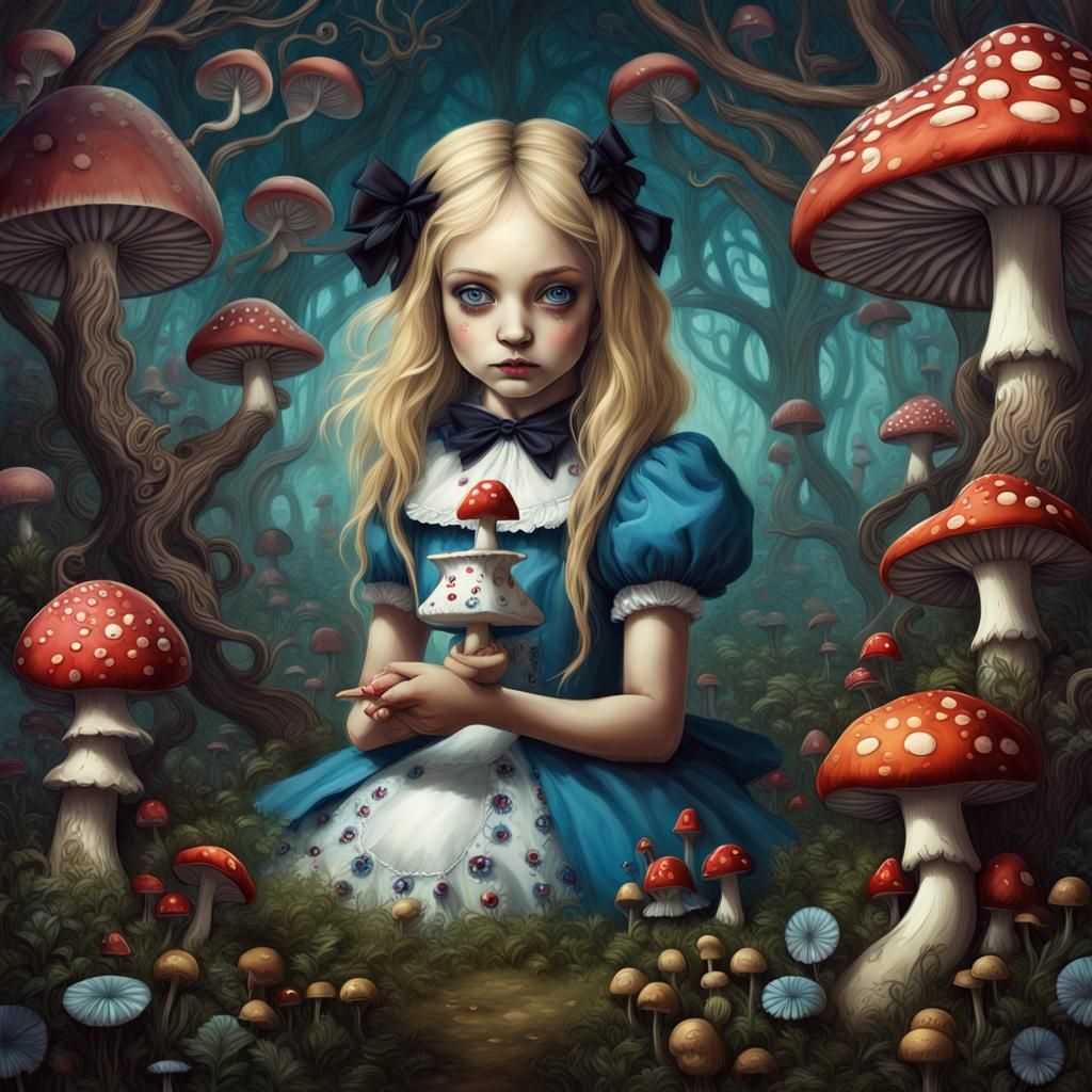 Gothic Alice in Wonderland Portrait in Dark Fantasy Style