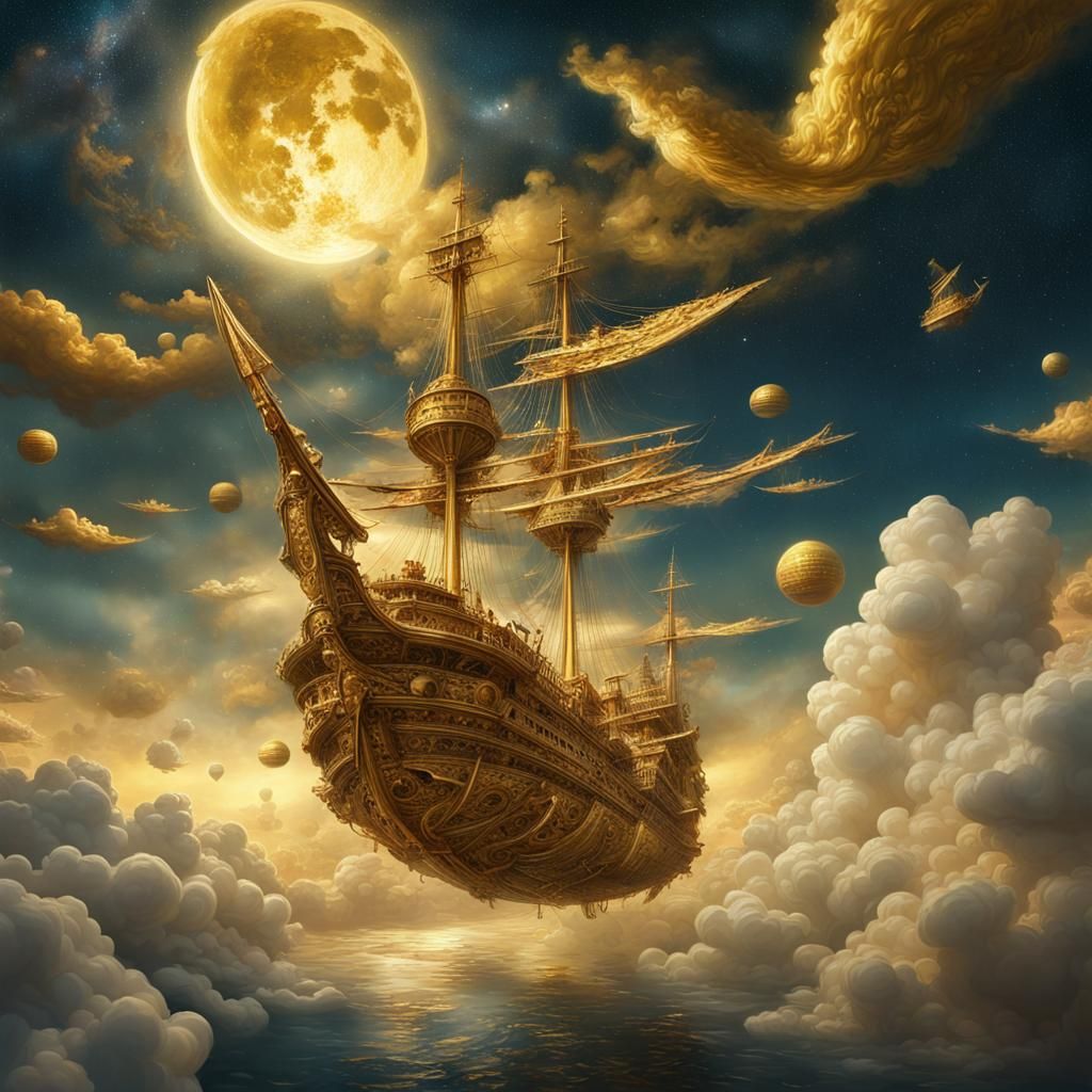 Golden Ships Soaring Through the Milky Way