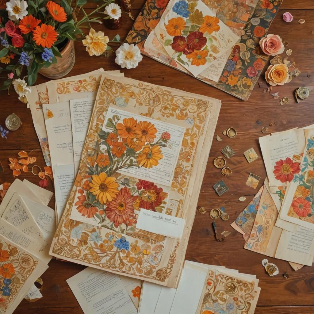 Floral Papers in Oil Painting with Gilded Details