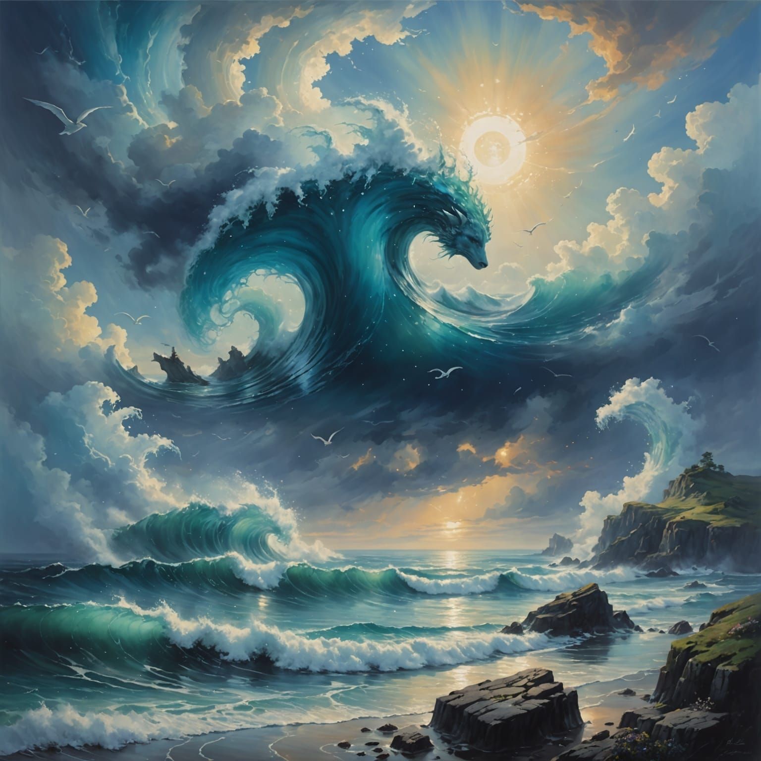 Ethereal Cosmos: Magical Realm of Sea and Sky