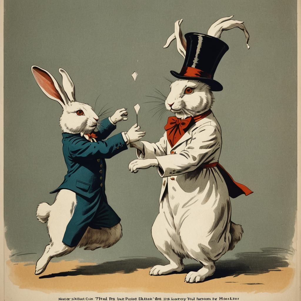 Vintage Magic Show Advertising Poster with Rabbit
