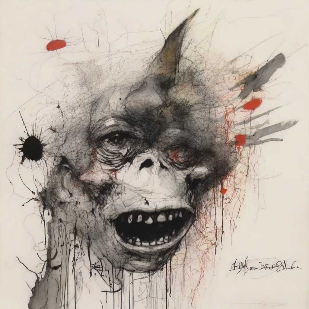 Grimdark Art in Ralph Steadman's Chaotic Style